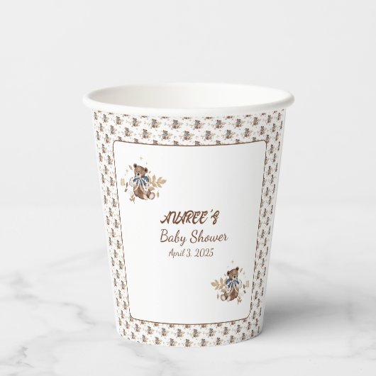 Gobelets En Papier Brown Teddy Bear C'est un garçon ! Serviettes de d (Verso)