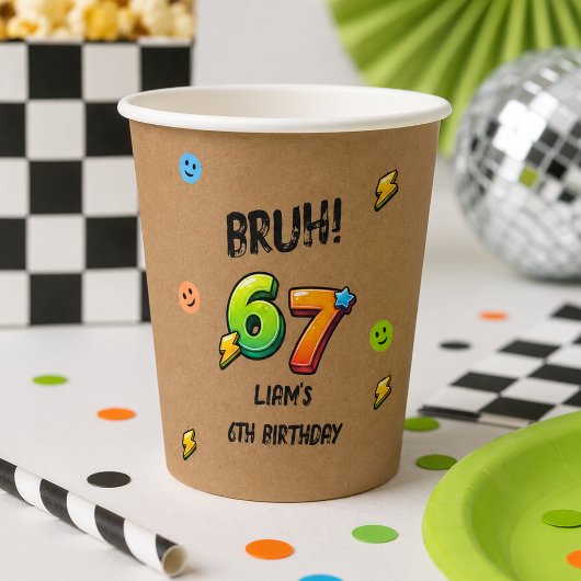 Gobelets En Papier Bruh 6 7 Garçons Anniversaire 