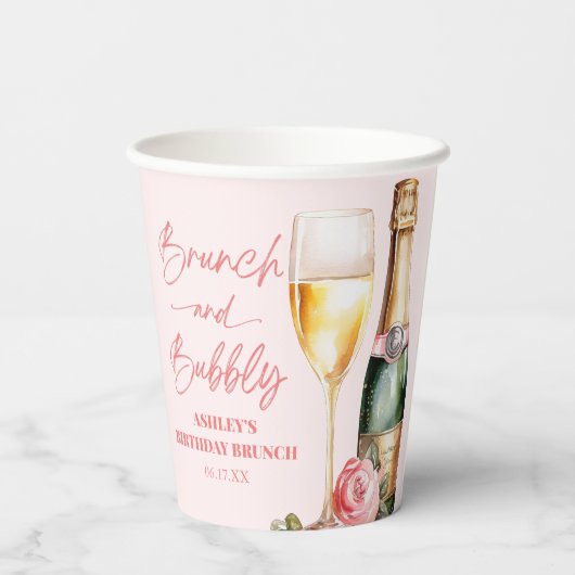 Gobelets En Papier Brunch et Bubbly Mimosa Champagne Brunch d'anniver (Verso)