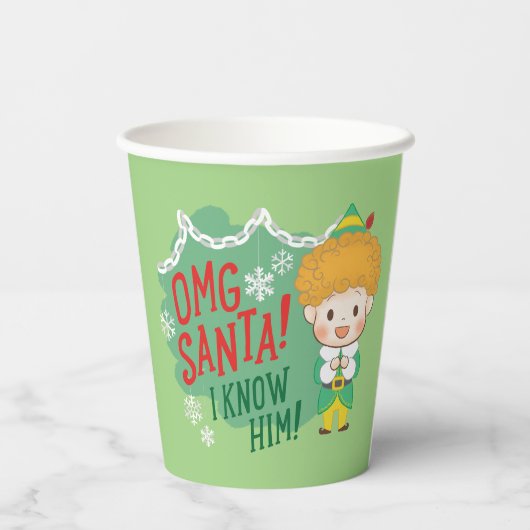 Gobelets En Papier Buddy l'Elf OMG Père Noël ! Je Le Connais ! (Verso)