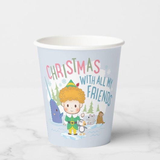 Gobelets En Papier Buddy l'Elfe Noël avec tous mes amis (Recto)