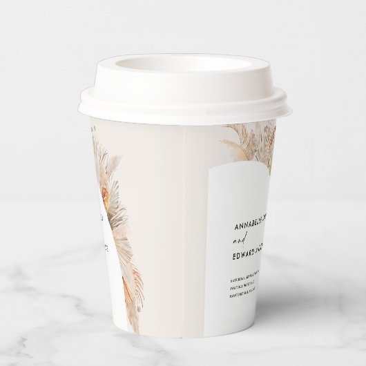 Gobelets En Papier budget bohème terre cuite pampas herbe mariage (Droite)