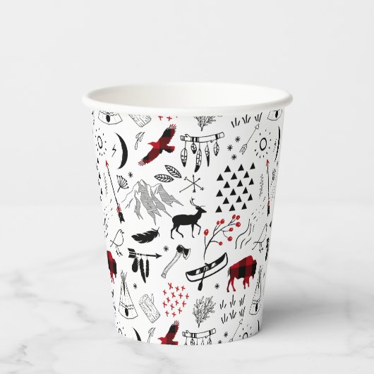 Gobelets En Papier Buffalo Adventures Black and Red Plaid ID599 (Verso)