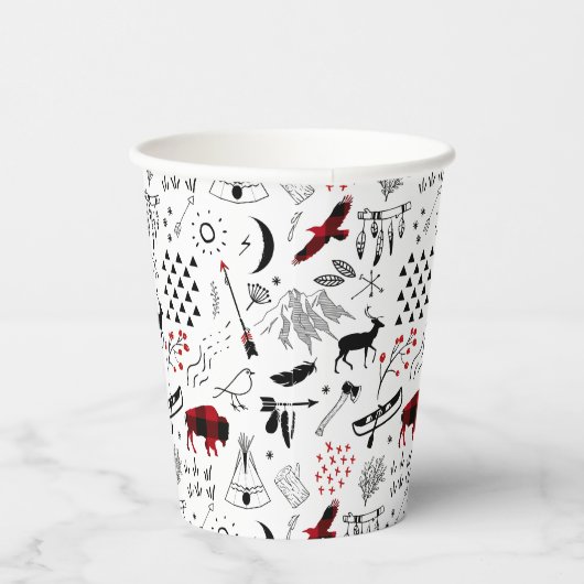 Gobelets En Papier Buffalo Adventures Black and Red Plaid ID599 (Droite)