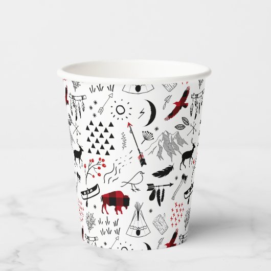 Gobelets En Papier Buffalo Adventures Black and Red Plaid ID599 (Recto)