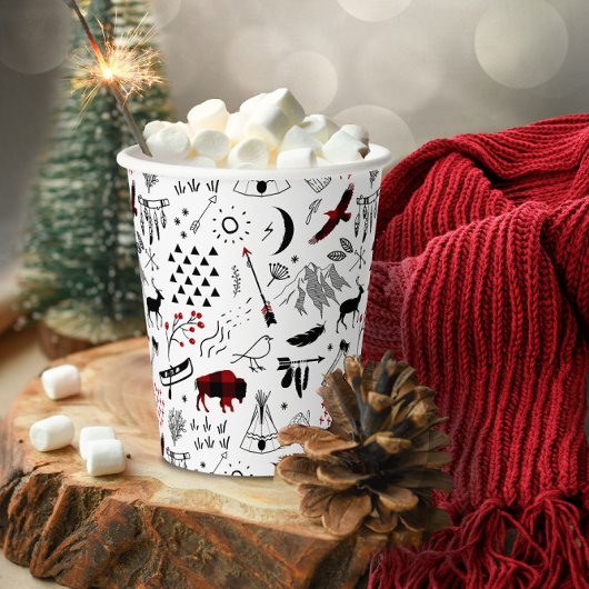 Gobelets En Papier Buffalo Adventures Black and Red Plaid ID599