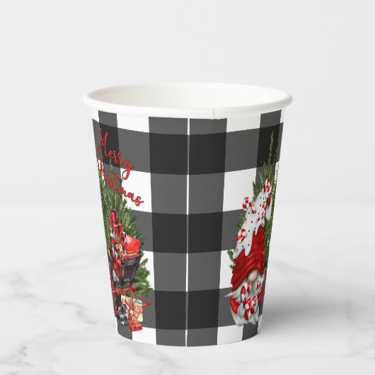 Gobelets En Papier Buffalo Plaid Gnome Christmas (Droite)