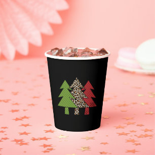 Gobelets En Papier Buffalo Plaid Joyeux Arbre de Noël Famille Corresp