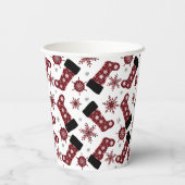 Gobelets En Papier Buffalo rustique Plaid Stocker Snowflakes Noël (Verso)