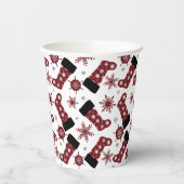 Gobelets En Papier Buffalo rustique Plaid Stocker Snowflakes Noël (Gauche)
