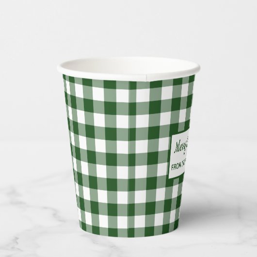 Gobelets En Papier Buffle blanc vert Chèque Nom Noël (Droite)