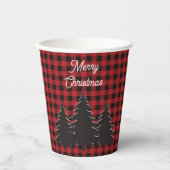 Gobelets En Papier Buffle rouge rustique et noir Plaid Christmas Tree (Recto)