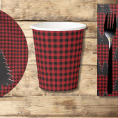 Gobelets En Papier Buffle rouge rustique et noir Plaid Christmas Tree