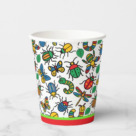 Gobelets En Papier Bugs et insectes mignons (Recto)