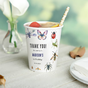 Gobelets En Papier Bugs & Insectes Vintage fête d'anniversaire