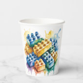 Gobelets En Papier Building Block Splash Boy Birthday Party (Verso)