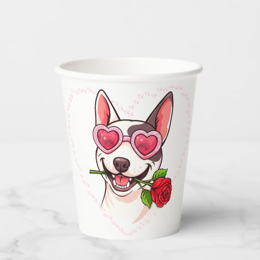 Gobelets En Papier Bull terrier heureux (Recto)