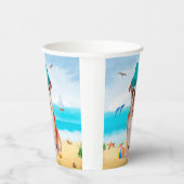 Gobelets En Papier Bulldog anglais sur la plage (Droite)