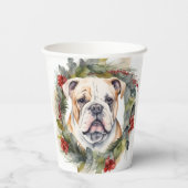 Gobelets En Papier Bulldog Christmas Wreath Festive Pup (Verso)