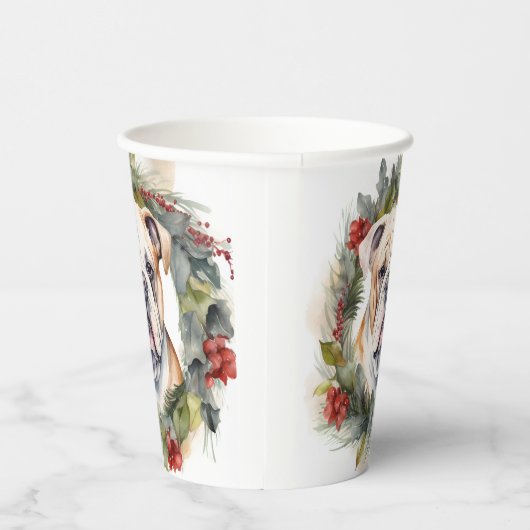 Gobelets En Papier Bulldog Christmas Wreath Festive Pup (Droite)