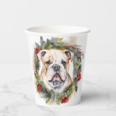 Gobelets En Papier Bulldog Christmas Wreath Festive Pup (Recto)