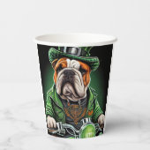 Gobelets En Papier Bulldog Driving Bike St. Patrick's Day (Verso)