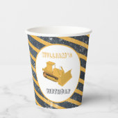 Gobelets En Papier Bulldozer Construction Camion Anniversaire Garçon (Recto)