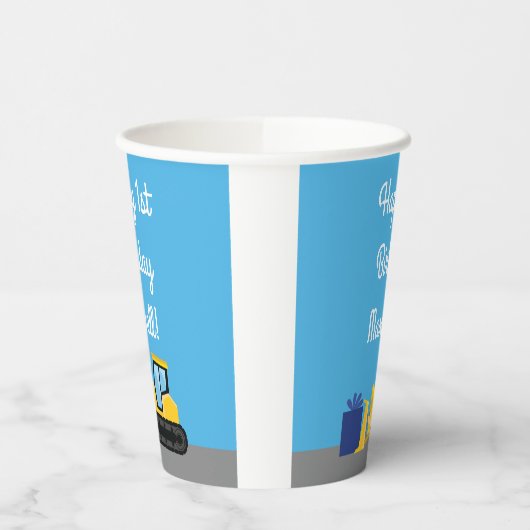 Gobelets En Papier Bulldozer mignonne 1er anniversaire fêtjournée de (Gauche)