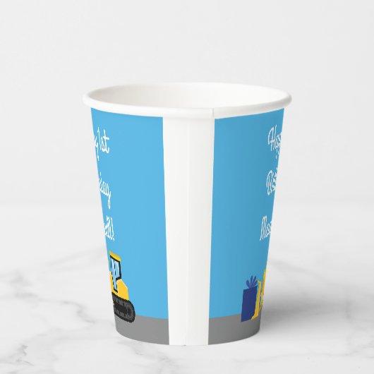 Gobelets En Papier Bulldozer mignonne 1er anniversaire fêtjournée de (Droite)