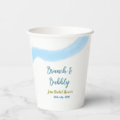 Gobelets En Papier Bulle de lavis doré bleu et mariage de brunch (Verso)