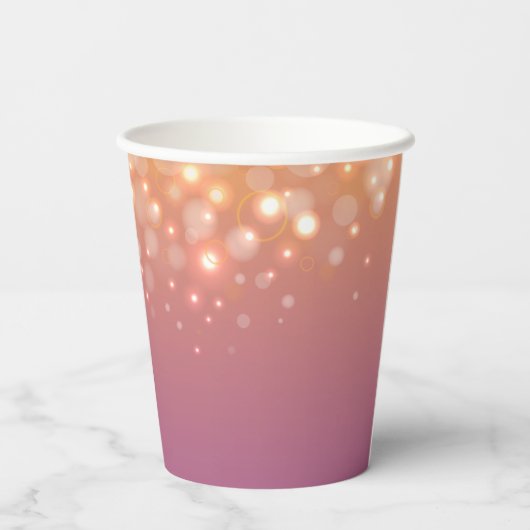 Gobelets En Papier Bulles de champagne violette orange mariage (Verso)