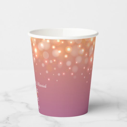 Gobelets En Papier Bulles de champagne violette orange mariage (Gauche)