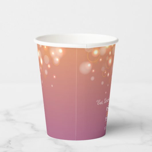 Gobelets En Papier Bulles de champagne violette orange mariage (Droite)