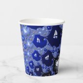 Gobelets En Papier Bulles fractales Ombre Bleu Abstrait (Verso)