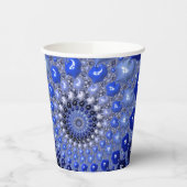 Gobelets En Papier Bulles fractales Ombre Bleu Abstrait (Gauche)