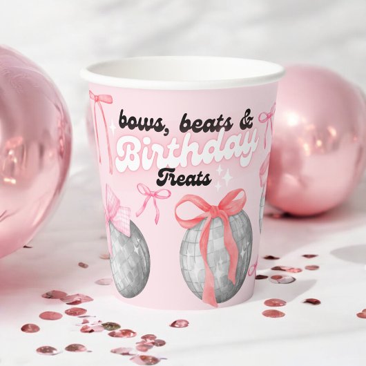 Gobelets En Papier Bulles Lettres Pink Bow Disco Balls