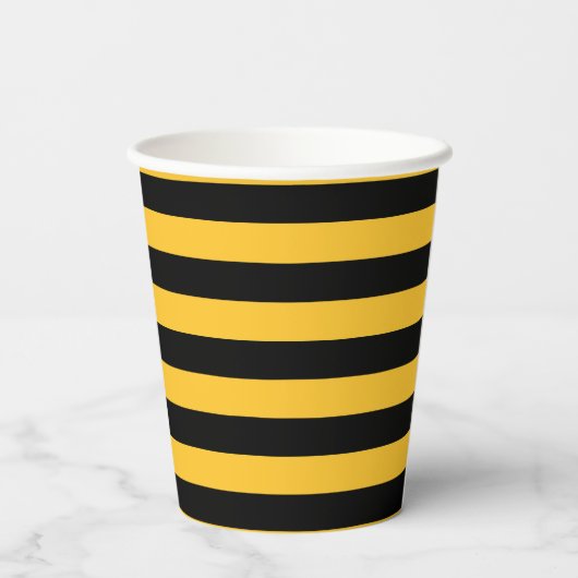 Gobelets En Papier Bumble Bee Jaune et Abeille Noire Thème (Verso)