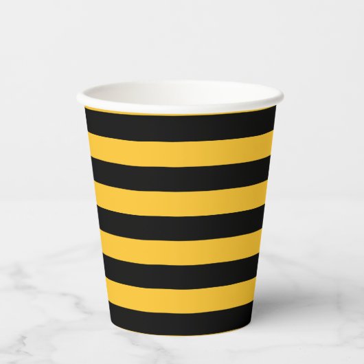 Gobelets En Papier Bumble Bee Jaune et Abeille Noire Thème (Recto)