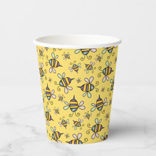 Gobelets En Papier Bumble Bee Motif (Recto)