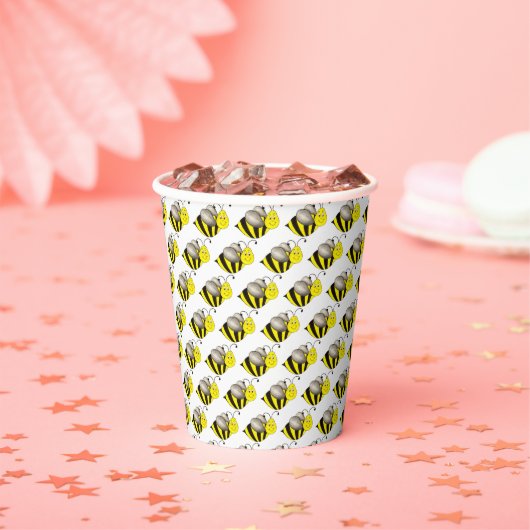 Gobelets En Papier Bumble d'abeille noire d'insectes jaunes (Insitu)