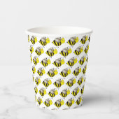 Gobelets En Papier Bumble d'abeille noire d'insectes jaunes (Recto)