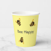Gobelets En Papier Bumblebees Jaunes Abees Heureux (Verso)