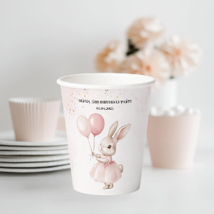 Gobelets En Papier Bunny Pastel rose Anniversaire Verre de fête