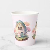 Gobelets En Papier Bunny Rose & Oeuf Formé Maison Kawaii Style (Recto)