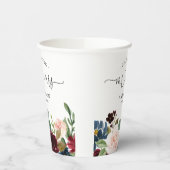 Gobelets En Papier Burgundy Blush Floral Mr et Mrs Script Mariage (Gauche)