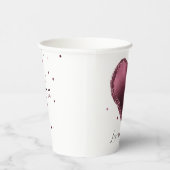 Gobelets En Papier Burgundy Cherry Glitter Sparkle Heart Love  (Droite)