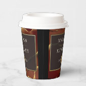 Gobelets En Papier 🤵 Burgundy Gold Elegant Inky Mariage Abstrait (Droite)