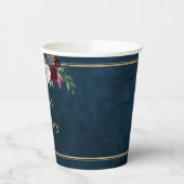 Gobelets En Papier Burgundy Navy Blush Floral Gold Mariage géométriqu (Gauche)