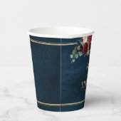 Gobelets En Papier Burgundy Navy Blush Floral Gold Mariage géométriqu (Droite)