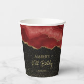 Gobelets En Papier Burgundy Red Gold Glitter Abstract Watercolor (Verso)